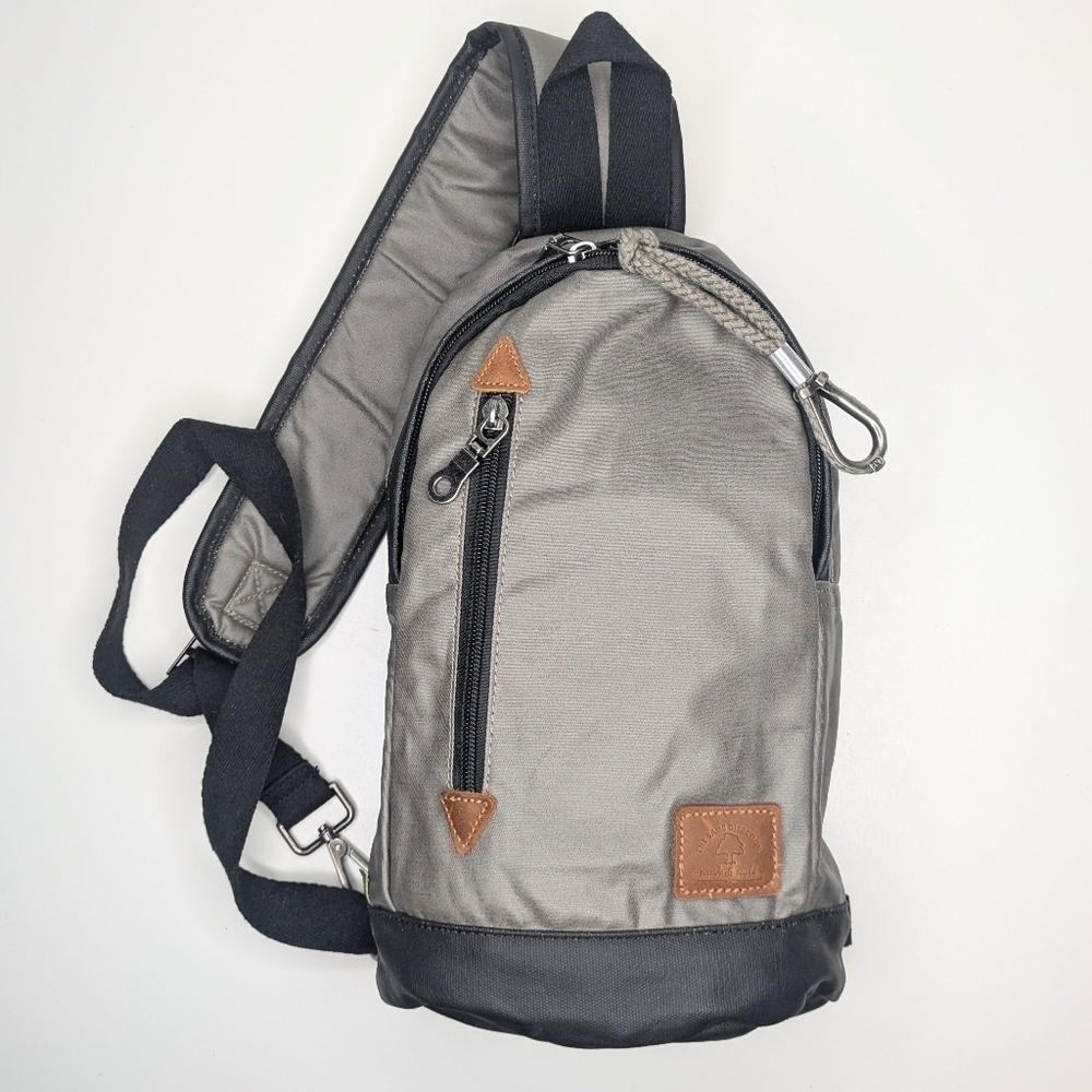 TSD Brand Urban Light Coated Canvas Sling Bag Backpack Gray